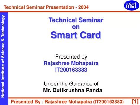 Smart Cards: A Seminar Report On 